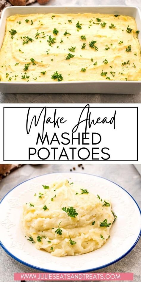 Smooth, rich and creamy Make Ahead Mashed Potatoes that are perfect for holidays! This potato casserole is rich and flavorful from the addition of butter and sour cream. Whip up your mashed potatoes the day before the holidays and reheat to save time and stress. Pioneer Woman Thanksgiving, Thanksgiving Recipes Side Dishes Veggies, Mashed Potatoes Thanksgiving, Make Ahead Mashed Potatoes, Baked Mashed Potatoes, Mashed Potato Casserole, Best Mashed Potatoes, Creamed Potatoes, Potato Recipes Side Dishes