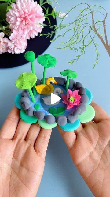 Modelling Clay Crafts For Kids, Clay Modelling For Kids Competition, Clay Pond, Clay Modelling For Kids, Pond Crafts, Clay Art For Kids, Clay Modelling, Clay Model, Clay Crafts For Kids