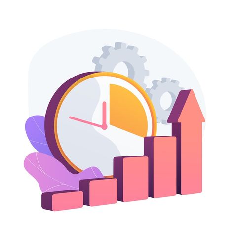 Free Vector | Clock and increasing chart. workflow productivity increase, work performance optimization, efficiency indicator. rising effectiveness metrics. vector isolated concept metaphor illustration Business Growth Graphics, Productivity Illustration, Infographic Business, Mirror Camera, Work Productivity, Digital Network, Mutual Funds, Business Challenge, Website Illustration