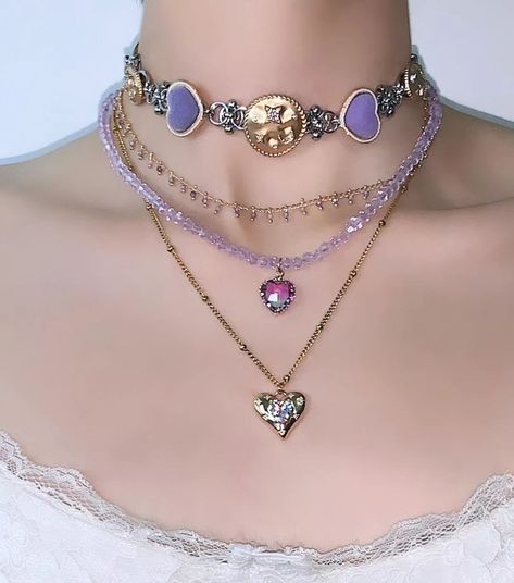 Lavender Heart Layered Statement Choker Necklace . . . #threefleasjewelry #choker ##fashioninspo #alternativefashion #y2k #statementnecklace Lavender Heart, Alternative Style, Statement Choker, Statement Choker Necklace, Alternative Fashion, Style Fashion, Choker, Choker Necklace, Statement Necklace