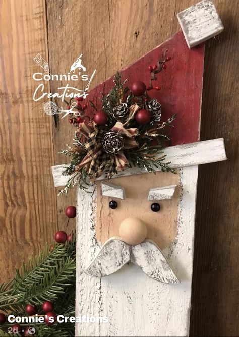 Christmas Lanterns Diy, Christmas Deer Decorations, Primitive Christmas Crafts, Christmas Fair Ideas, Pallet Christmas Tree, Wooden Christmas Crafts, Christmas Craft Fair, Santa Crafts, Santa Decorations