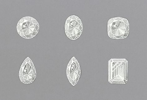 Diamond Rendering, How To Draw Jem Stones, How To Draw Diamonds Digital, Drawing Gemstones Tutorial, Jewelry Gouache, Gemstone Rendering, Accessories Sketches, How To Draw Faceted Gems, Gems Illustration