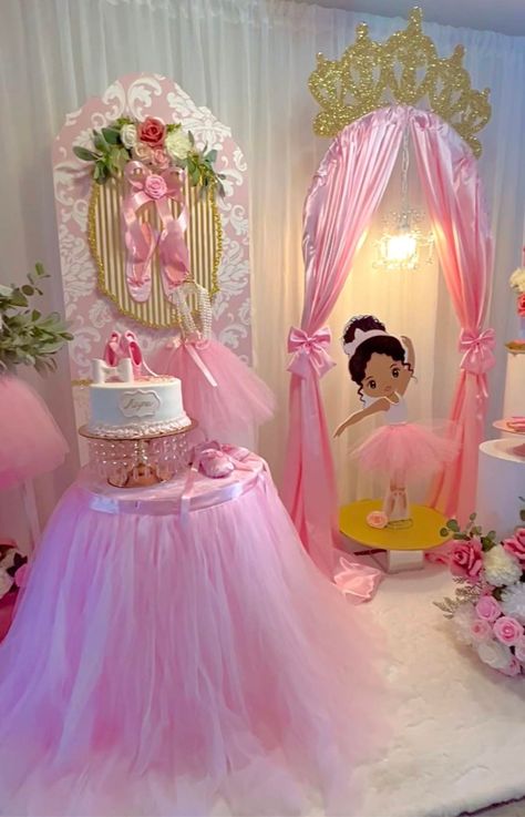 Ballerina princess theme Baby Shower Party Ideas | Photo 1 of 20 | Catch My Party Princess Theme Decorations Ideas, Ballerinas Birthday Party Ideas, Ballerina Themed Birthday Party Backdrop, Tutu Cute Baby Shower Theme, Princess Birthday Decoration Ideas, Ballerina Theme Baby Shower Ideas, Ballerina Baby Shower Ideas, Princess Theme Baby Shower Ideas, Princess Theme Backdrop