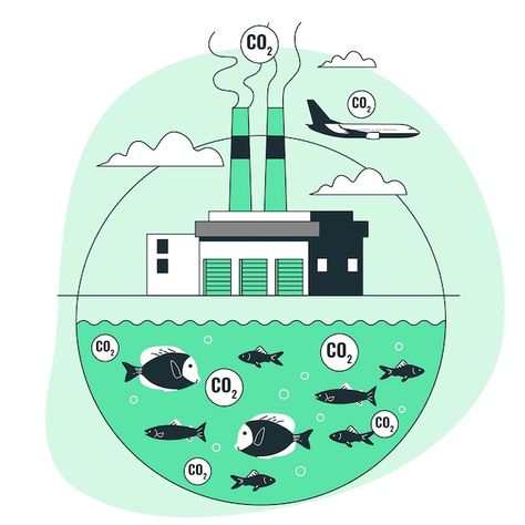 Ocean Acidification Illustration, Ocean Acidification Art, Ocean Acidification Poster, Water Pollution Poster, Pollution Poster, Ocean Vector, Ocean Acidification, Ocean Projects, Ocean Illustration