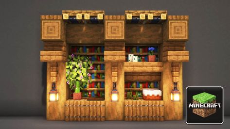 5 Great Minecraft Bookshelf Design Ideas 🔥 Besides contributing levels to the enchanting table, bookshelves in Minecraft are great for decoration. You could always have a lovely reading room full of bookshelves or a tiny bookshelf with a nice view through the glass window. Let’s see the 5 inspiring Minecraft bookshelf design ideas in this article. Recommended Read: Fireplace Design Ideas for Minecraft Builds In Minecraft, you can craft bookshelf blocks with 6 Planks and 3 Books. Here we’ll cove Minecraft Interior Design Bookshelf, Mc House Interior Ideas, Minecraft Cartographer House Interior, Minecraft Building Ideas House Interior, Inside House Design Minecraft, Interior House Design Minecraft, Minecraft House Inspo Interior, Minecraft Workstation Design, Mini Library Minecraft