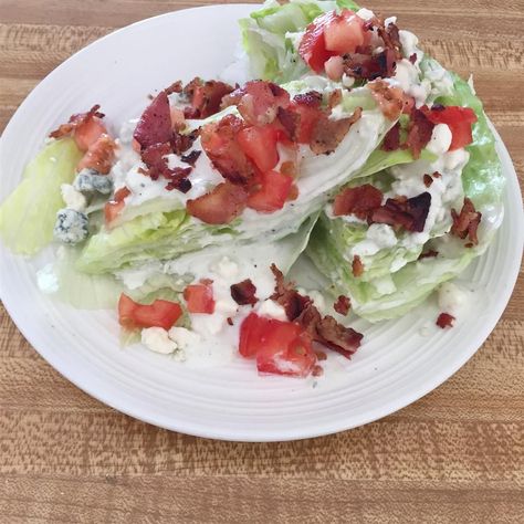 This wedge salad recipe makes the classic steakhouse salad of crisp iceberg lettuce topped with a chilled and creamy homemade blue cheese dressing. Wedge Salad Recipes, Blue Cheese Dressing Recipe, Steakhouse Recipes, Leafy Salad, Wedge Salad, Blue Cheese Dressing, Best Side Dishes, Retro Recipes, Most Popular Recipes