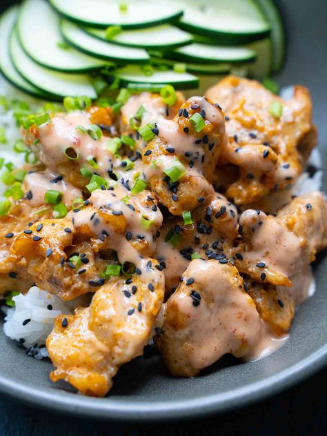 Best Bang Bang Chicken Bites - Hungry Lankan Bang Bang Chicken Bake, Bang Bang Chicken Bowl, Bang Bang Sauce Recipe, Just Bare Chicken, Chicken Bites Recipe, Chicken Bites Recipes, Asian Fusion Recipes, Bang Bang Chicken, Chicken Recipes Boneless