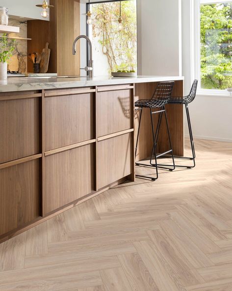 Herringbone – A timeless design floor for any room in your house | Moduleo Herringbone Wood Floor Kitchen, Japanese Kitchens, Ceramics Japanese, Wood Floor Design, Ultra Modern Homes, Grey Wood Floors, Herringbone Wood Floor, Wood Floor Kitchen, Herringbone Wood