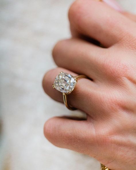 East West Gem Co Engagement Ring, East West Cushion Engagement Ring, East West Gem Co, Antique Cushion Cut Diamond, Cushion Moissanite Engagement Ring, Cathedral Engagement Rings, Latin Dresses, Ring Inspo, Cushion Engagement Ring