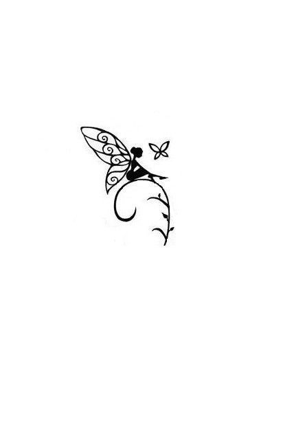 Fairy Simple Tattoo, Fairy Outline Simple, Small Fairy Wings Tattoo, Faerie Tattoo Ideas, Tiny Fairy Tattoo Simple, Tiny Fairy Drawing, Fairy Minimalist Tattoo, Small Fairy Tattoos Simple, Tiny Fairy Tattoo