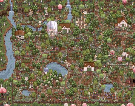 Stardew Farms, Stardew Valley Layout, Stardew Valley Tips, Stardew Valley Farms, Farm Layout, Farm Design, Pixel Art Design, New Farm, Stardew Valley