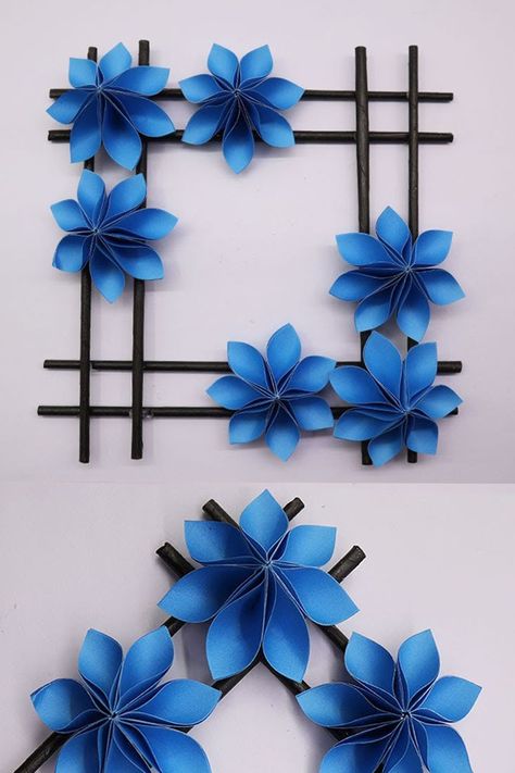 Beautiful paper Flowers making Video - DIY paper Wall Hanging - DIY paper Handmade Craft - Easy paper Flowers making Tutorial - Room Decor and home Decor Ideas. #Flowers #Handmade #WallHanging Flower Wall Decor Diy, Hanging Paper Flowers, Diy Wall Hanging Crafts, Handmade Wall Hangings, Paper Flowers Diy Easy, Paper Flower Garlands, Hanging Crafts, Paper Flower Art, Paper Craft Videos