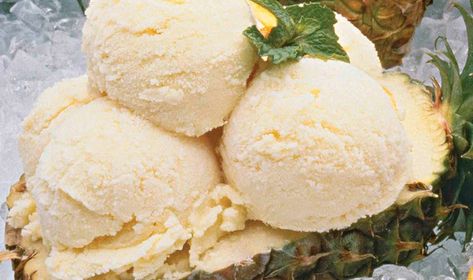 Pineapple-Orange Frozen Custard Ice Cream - Incredible Egg Custard Ice Cream Recipe, Pineapple Ice Cream, Custard Ice Cream, Custard Sauce, Milk Ice Cream, Ice Milk, Frozen Custard, Custard Recipes, Vanilla Custard