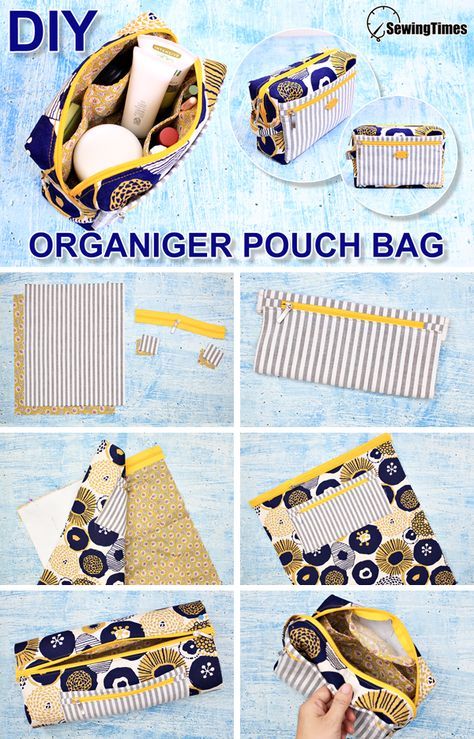 Diy Makeup Pouch Bag, Makeup Pouch Sewing, Diy Pouches, Makeup Pouch Diy, Sewing Makeup Bag, Hand Bags Ideas, Makeup Bag Pattern, Toiletry Bag Pattern, Diy Organizer