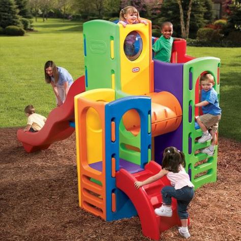 Little Tikes Climbers and Slides Daycare Center Ideas, Playground Ideas Backyard, Backyard Ideas For Kids, Daycare Playground, Toddler Playground, Storage For Toys, Climbing Tower, Kids Backyard Playground, Daycare Decor