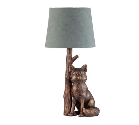 Woodland Living Room, Table Lamp Living Room, Room Art Decor, Animal Lamp, Fox Home, Table Lamps Living Room, Lamp Living Room, Grey Table Lamps, Grey Table