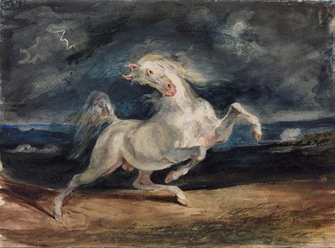 Taraxippus, the Terrifying Horse Scarer: Apparition Appeared Across Racetracks in Ancient Greece Delacroix Paintings, Romanticism Artists, Most Beautiful Paintings, Eugène Delacroix, Google Art Project, Painted Horses, Dante Gabriel Rossetti, Romantic Paintings, Horse Art Print