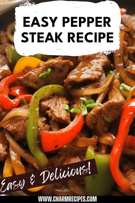 Savor the flavor of this easy pepper steak recipe that comes together in just a few steps. Perfect for weeknight dinners, this dish features strip steak, vibrant bell peppers, and a savory sauce that enhances every bite. Learn how to achieve that tender, juicy texture and enhance your cooking skills. Serve it over rice or noodles for a satisfying meal your whole family will love. Elevate your domestic dining experience with this delicious and straightforward pepper steak stir-fry recipe today! Skillet Pepper Steak Recipe, Pepper Steak With Ground Beef, Stovetop Pepper Steak, Steak Tips And Peppers, Flank Steak And Peppers, Steak Onions And Peppers Easy Recipes, Steak And Peppers Instant Pot, Steak Bites With Peppers And Onions, Pepper Cube Steak Recipe