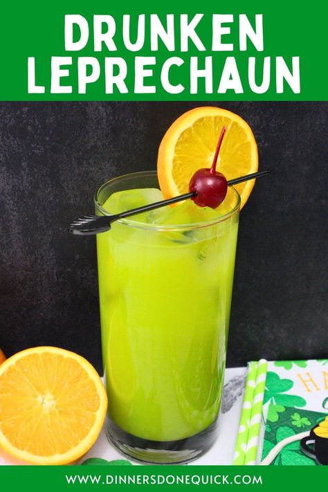 🍀 Ready to shake things up this St. Patrick's Day? Discover the ultimate Drunken Leprechaun cocktail recipe! 🍹 Crafted with Jameson Irish whiskey, this festive drink is a must-try for any celebration. Impress your guests with its tropical twist and smooth finish. Transform your party from ordinary to extraordinary with this easy-to-make concoction. Cheers to good times and great drinks! 🎉 Whiskey Cocktail, Whiskey Drinks, St Patrick's Day Drinks, Green Cocktails Patron Drinks, Jameson Drinks, St Patrick's Day Drinks, Leprechaun Cocktail, Screwdriver Cocktail, Irish Cocktails, Green Cocktails, St Patricks Day Drinks, Cocktail Recipes Whiskey