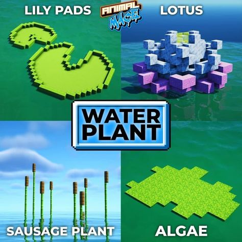 Minecraft Lilypad Build, Minecraft Lily Pad Build, Minecraft Lilypad, Water Builds Minecraft, Minecraft Lake Decor, Minecraft Lily Pad, Minecraft Outside Decor, Minecraft Plants, Aesthetic Buildings