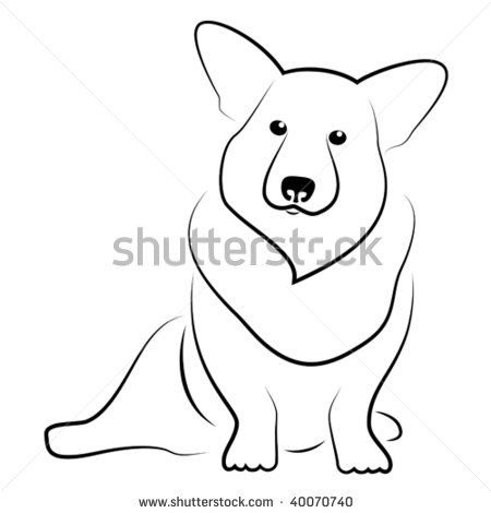 Dog Outline Tattoo, Dog Line Art Tattoo, Corgi Tattoo, Corgi Drawing, Fluffy Corgi, Dog Outline, Pembroke Welsh Corgi Puppies, Corgi Art, Corgi Pembroke