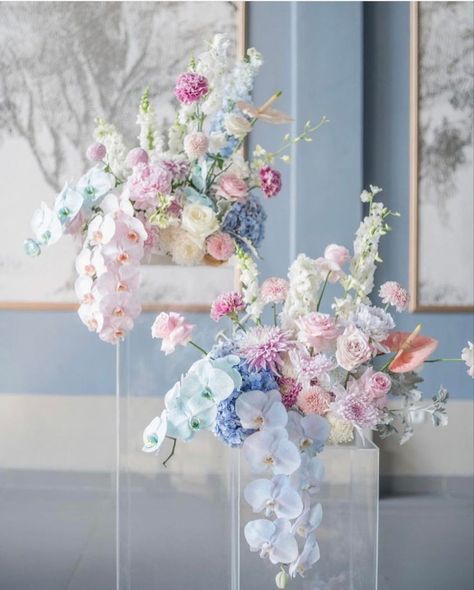 Floral Wedding Reception, Easy Backdrops, Flower Installation, Modern Flower Arrangements, Pastel Wedding, Pastel Flowers, Arte Floral, Bridal Flowers, Flower Boxes