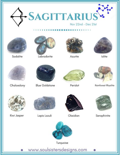 Sagittarius gemstones Sagittarius Crystals, Different Crystals, Healing Crystals For You, Crystal Guide, Zodiac Stones, Chakra Healing Crystals, Spiritual Crystals, Gemstone Meanings, Crystal Therapy