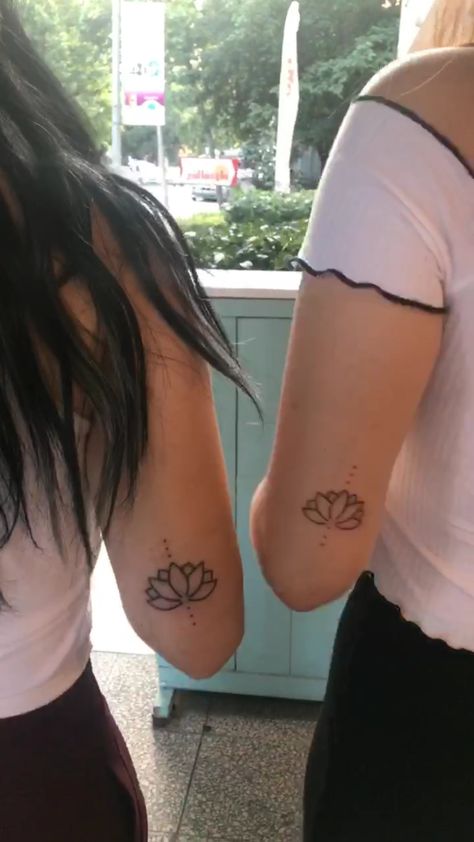 #friendship #lotus #flower #tattoo #cute Small Lotus Flower Tattoo, Tattoo Cute, Couple Tattoo, Friendship Tattoos, Lotus Tattoo, Nail Tattoo, Mom Tattoos, Simplistic Tattoos, Couple Tattoos