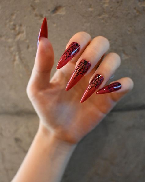 Red spider nails 🕷️ ”If you like this design, you can click the Etsy link on the homepage for more details.“ • • • #pressonnails #pressons #nailsofinstagram #nailsoftheday #nailinspo #nails #nailsonfleek #naildesigns #nailtech #nailsdesign #nailsnailsnails #beauty #nailsonfleek #instanails #nailstyle #naildesign #nailsart #acrylicnails #naildesigns #Halloweennails Red Spider Nails, Spider Nails, Red Spider, Nails On Fleek, Nail Tech, Halloween Nails, I Got This, Press On Nails, Nail Inspo