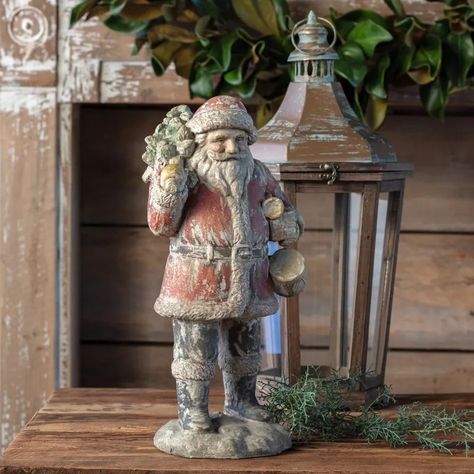 Vintage Santa Bearing Gifts Hot Chocolate Stand, La Christmas, Italian Country, Walking In A Winter Wonderland, Christmas Santas, Winter Berry, Santa Decorations, Vintage Christmas Decor, Primitive Farmhouse