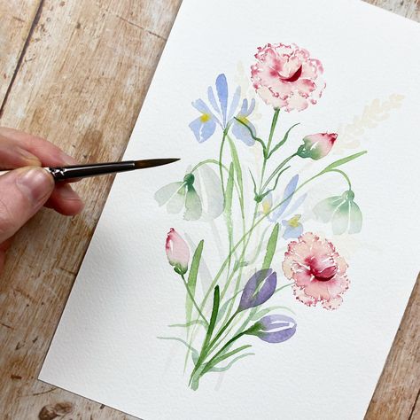 De Winton Paper Co Tutorials, De Winton Paper Co, Polaroid Painting, Watercolour Tutorial, Loose Watercolour, Watercolor Art Journal, Watercolor Flowers Tutorial, Flowers Tutorial, Diy Watercolor Painting