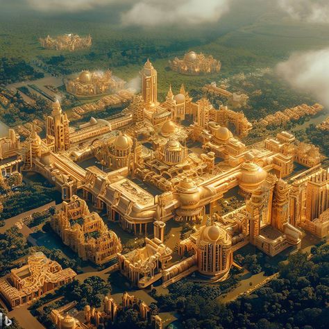 Fantasy Royal Palace, Sun Kingdom Aesthetic, Sun Kingdom, Golden Kingdom, Raj Mahal, Gold Palace, Golden Palace, Egypt Concept Art, Gold City