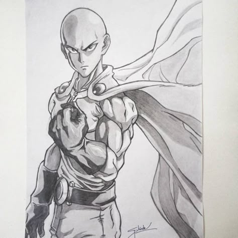 Saitama from one punch man Black Pen Sketches, One Punch Man Saitama, Anime One Punch Man, Doodle Painting, Monochromatic Art, Saitama One Punch Man, Naruto Sketch Drawing, One Punch Man Manga, Man Sketch