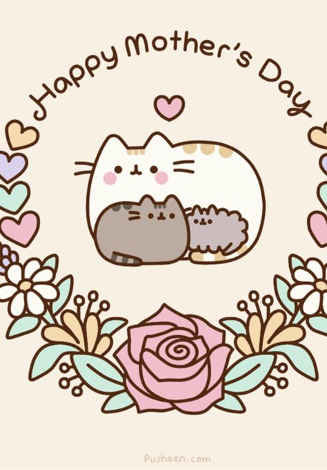 Hello Kitty Mothers Day, Happy Mothers Day Hello Kitty, Pusheen Valentines Day, Pusheen Mothers Day, Mother Cat And Kittens Drawing, Cats Mothers Day, Mother Day Wishes, Pusheen, Day Wishes