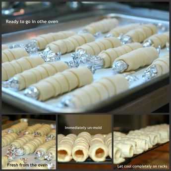 White Pastry Cream, Ladylocks Recipe Pittsburgh, Lady Locks Filling Recipe, Ladylocks Recipe, Creme Horns, Lady Locks Recipe, Baking Collage, Cream Horns Recipe, Pittsburgh Cookie Table