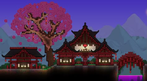 Terraria Game, Terraria Tips, Terrarium Base, Terraria House Ideas, Terraria House Design, Asian House, Japanese Style House, Terraria, Cool House Designs