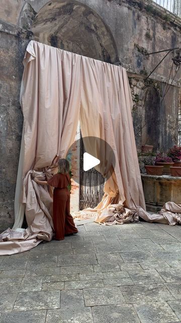 Morgane Pasqualini, Fabric Installation, Textile Artist, Tuscany Wedding, Creative Direction, Textile Artists, Set Design, Wedding Planner, Art Pieces