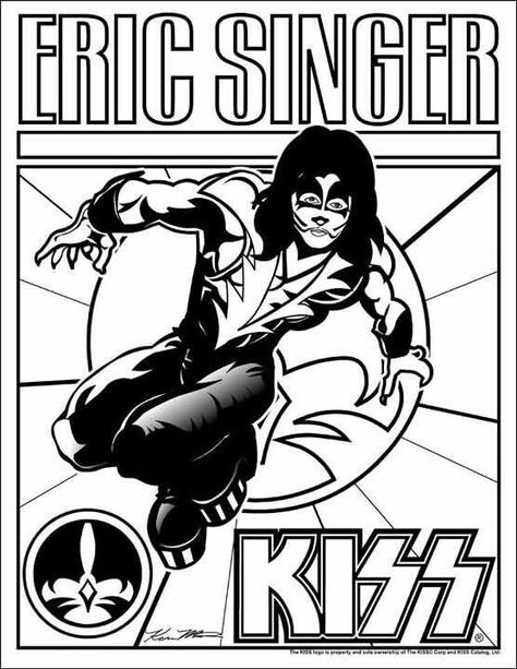 Eric coloring page! Kiss Band Coloring Pages, Band Coloring Pages, Kiss Group, Banda Kiss, Kiss Artwork, Eric Singer, Kiss Logo, Rock Band Posters, Kiss Army