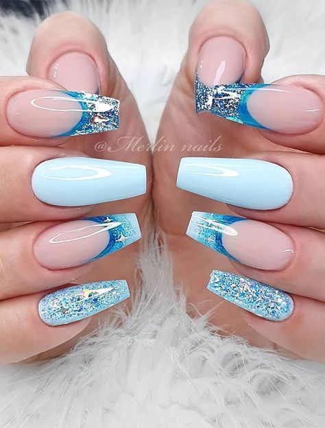 Holiday Nails Blue, Holiday Nails Summer, Gell Nails, Summer Holiday Nails, Blue Gel Nails, Fancy Nail Art, Cute Summer Nail Designs, Cute Pink Nails, Minimalist Nail Art