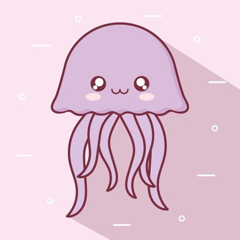 Kawaii jellyfish animal cartoon design, ... | Premium Vector #Freepik #vector #cartoon Medusa Animal, Kawaii Jellyfish, Jellyfish Illustration, Cartoon Sea Animals, Jellyfish Drawing, Yearbook Covers, Abc Coloring Pages, Jellyfish Art, Abc Coloring