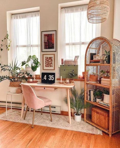 Eclectic Home Office, Soft Autumn Color Palette, Autumn Color Palette, Boho Bedroom Ideas, Cozy Home Office, Office Room Decor, Soft Autumn, Apartment Decor Inspiration, Home Office Setup