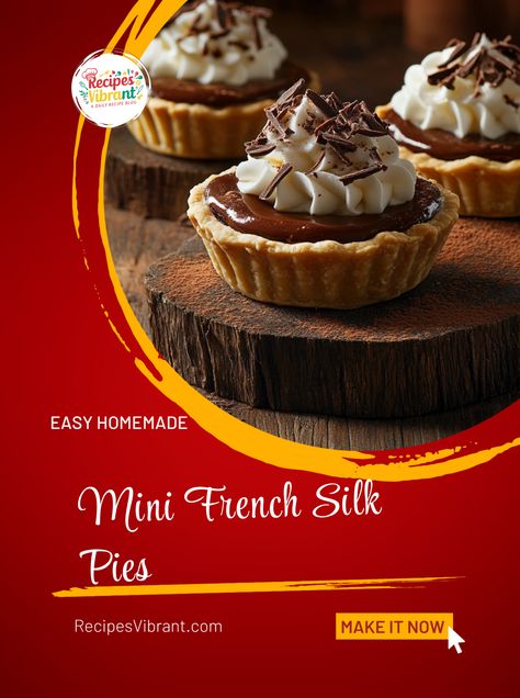 Mini French Silk Pies Mini French Silk Pie Recipe, French Silk Pie Recipe Easy, Mini French Silk Pie, French Silk Pie Recipe, Silk Pie Recipe, French Silk Pie, Silk Pie, Creamy Pudding, Pie Bites