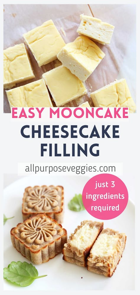 Cheesecake Mooncake, Mochi Cheesecake, Easy Cheesecake Filling, Cheesecake Filling Recipe, Mooncake Filling, Mochi Recipes, Asian Treats, Cheese Cake Filling, Mashed Sweet Potato