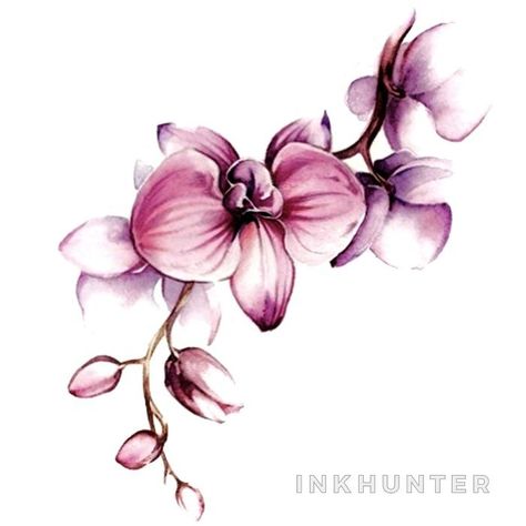 Watercolor Orchid Tattoo, Orchid Flower Tattoos, Stained Glass Tattoo, Crazy Tattoos, Animal Tattoo Ideas, Orchid Tattoo, Tatoo Inspiration, Sweet Tattoos, Weird Tattoos