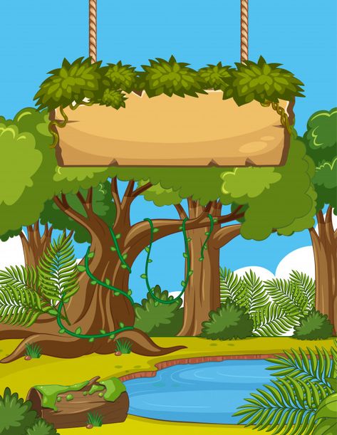 Jungle Cartoon, Jungle Clipart, Forest Cartoon, Colorful Borders Design, Cartoon Trees, Photo Frame Wallpaper, Page Borders Design, Powerpoint Background Design, Forest Background