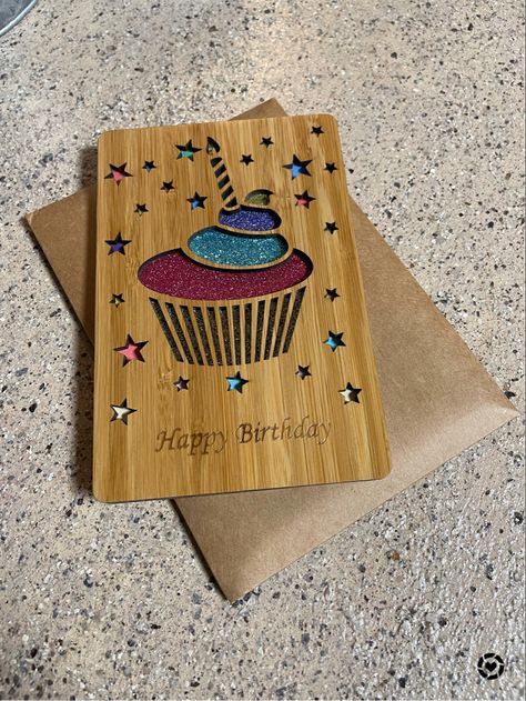 Wooden Greeting Cards, Christmas Cards With Wooden Embellishments, Stampin Up Wood Words, Wooden Invitation Card, Toy Knitting Patterns, Wood Laser Ideas, Laser Cut Wood Crafts, Laser Ideas, Laser Engraved Ideas