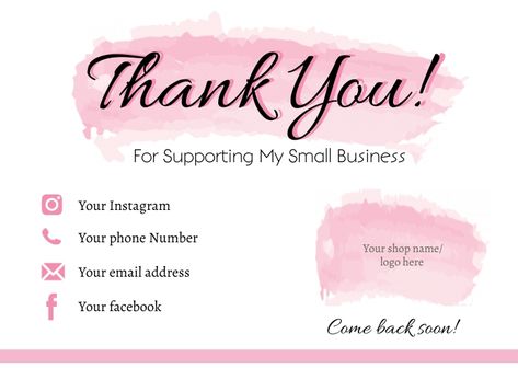 Design created with PosterMyWall Logo Online Shop, Small Business Instagram, Business Branding Inspiration, Small Business Quotes, Small Business Cards, Business Poster, Packaging Ideas Business, Small Business Packaging Ideas, Thank You Card Design