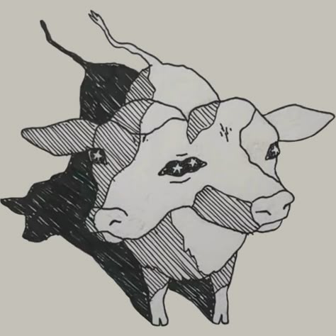 illustration by Julia Roblin of The Two-Headed Calf by Laura Gilpin The Two Headed Calf Art, Two Headed Calf Aesthetic, Cow With Two Heads Tattoo, 20 Seconds Tattoo, Two Headed Calf Painting, 2 Headed Cow Tattoo, Two Headed Calf Tattoo Simple, Two Headed Calf Tattoo Poem, Cow With Two Heads