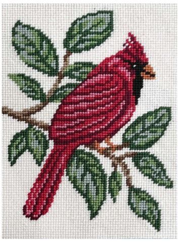 Detailed Image View Cross Stitch Cardinal Pattern, Fall Needlepoint, Cardinal Needlepoint, Cardinal Cross Stitch, Needlepoint Birds, Cross Stitch Pillow, Crochet Earrings Pattern, Cross Stitch Bird, Art Embroidery