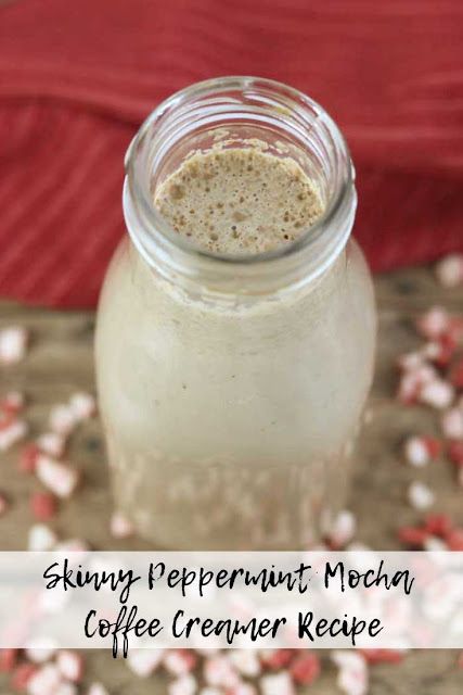 This skinny peppermint mocha coffee creamer uses unsweetened almond milk and coconut sugar, so it's dairy free and natural. #coffeereamer #peppermintmocha Peppermint Creamer, Mocha Coffee Creamer Recipe, Mocha Creamer Recipe, Peppermint Mocha Coffee Creamer, Peppermint Coffee Creamer, French Vanilla Coffee Creamer, Peppermint Mocha Coffee, Mocha Coffee Recipe, Sugar Free Coffee Creamer